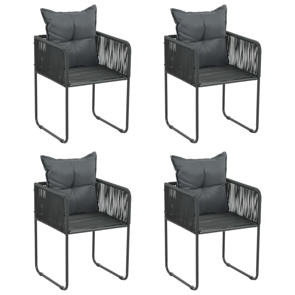 5 Piece Garden Dining Set Black