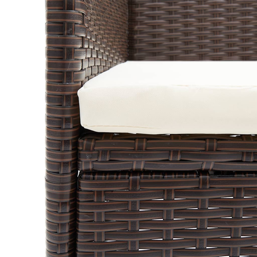 7 Piece Garden Dining Set with Cushions Brown and Black