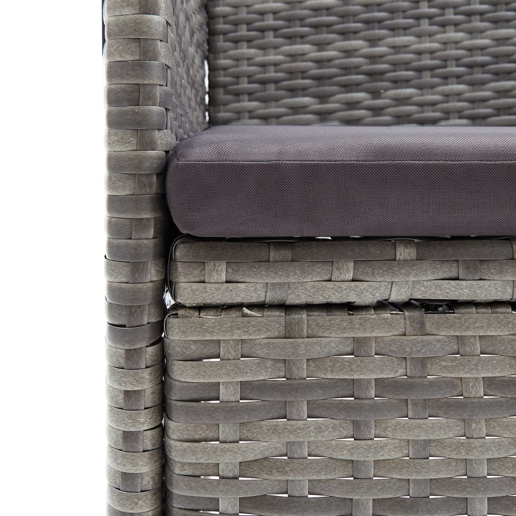 5 Piece Garden Dining Set with Cushions Grey and Black