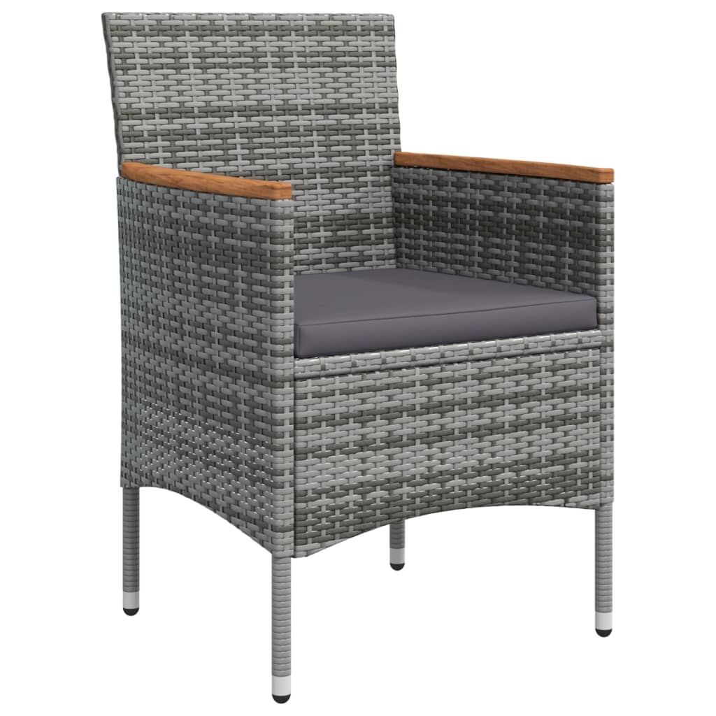 7 Piece Garden Dining Set with Cushions Grey and Black