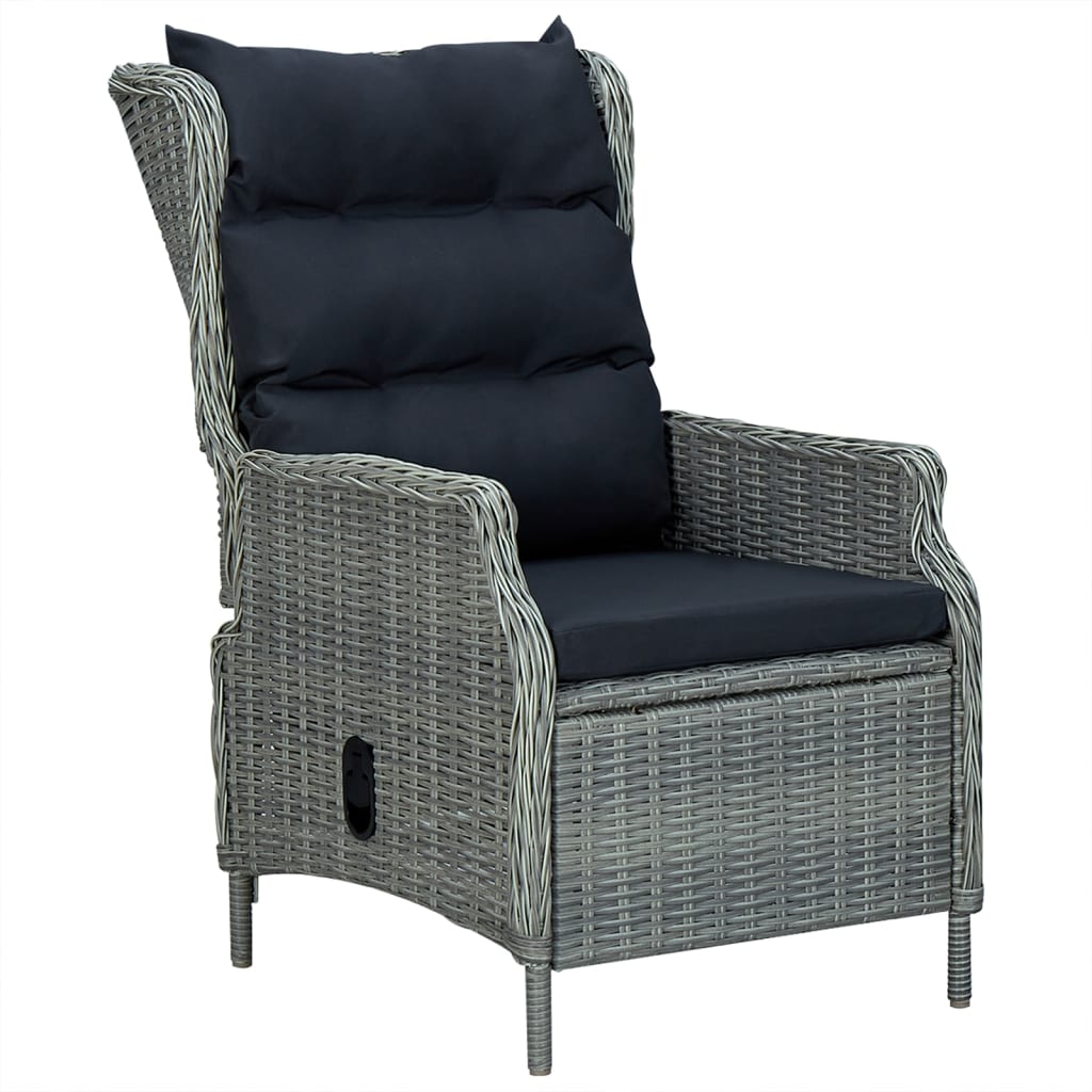 5 Piece Garden Dining Set Light Grey Poly Rattan