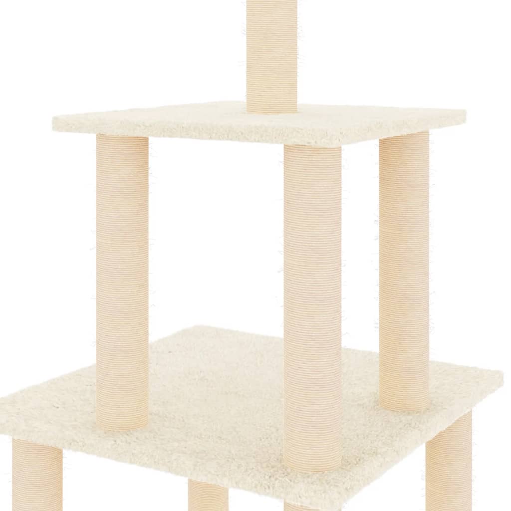 Cat Tree with Sisal Scratching Posts Cream 111 cm