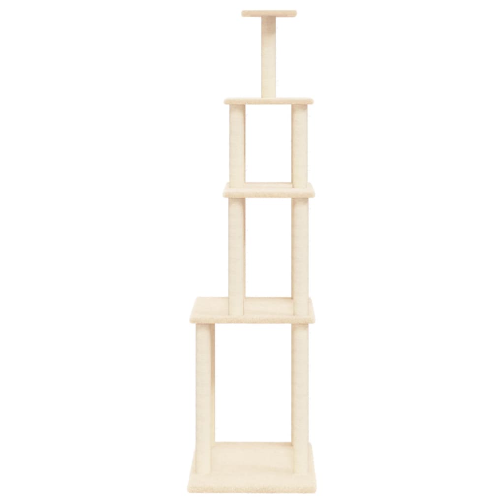 Cat Tree with Sisal Scratching Posts Cream 183 cm