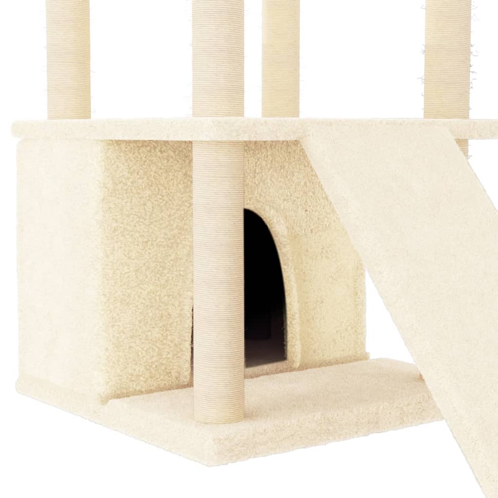 Cat Tree with Sisal Scratching Posts Cream 133 cm