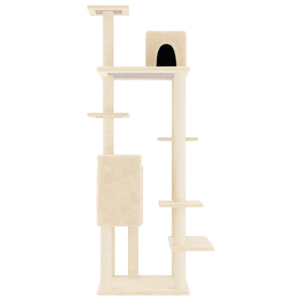 Cat Tree with Sisal Scratching Posts Cream 154 cm