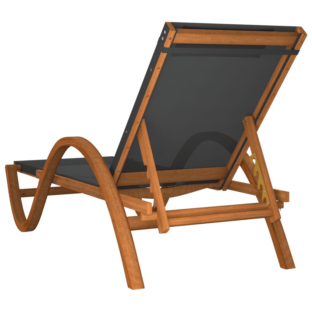 Sun Lounger with Pillow Grey Textilene and Solid Wood Poplar