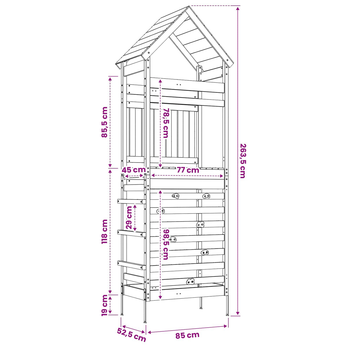 Outdoor Play Tower Natural 53 x 85 x 264 cm Solid Douglas Wood