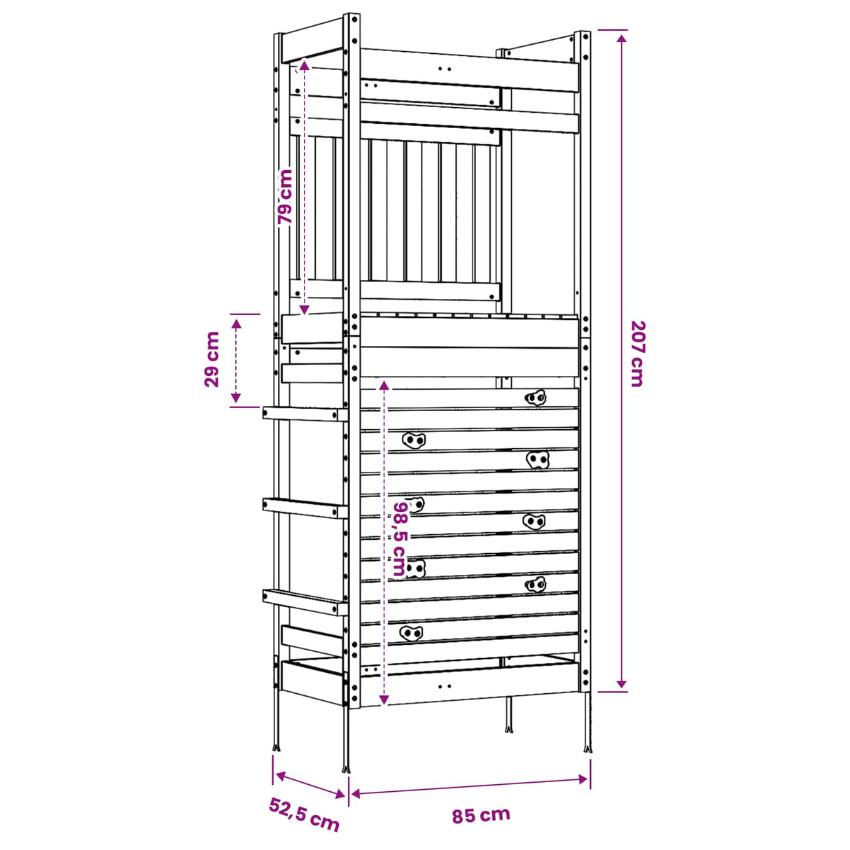 Outdoor Play Tower Natural 85 x 53 x 207 cm Solid Pine Wood