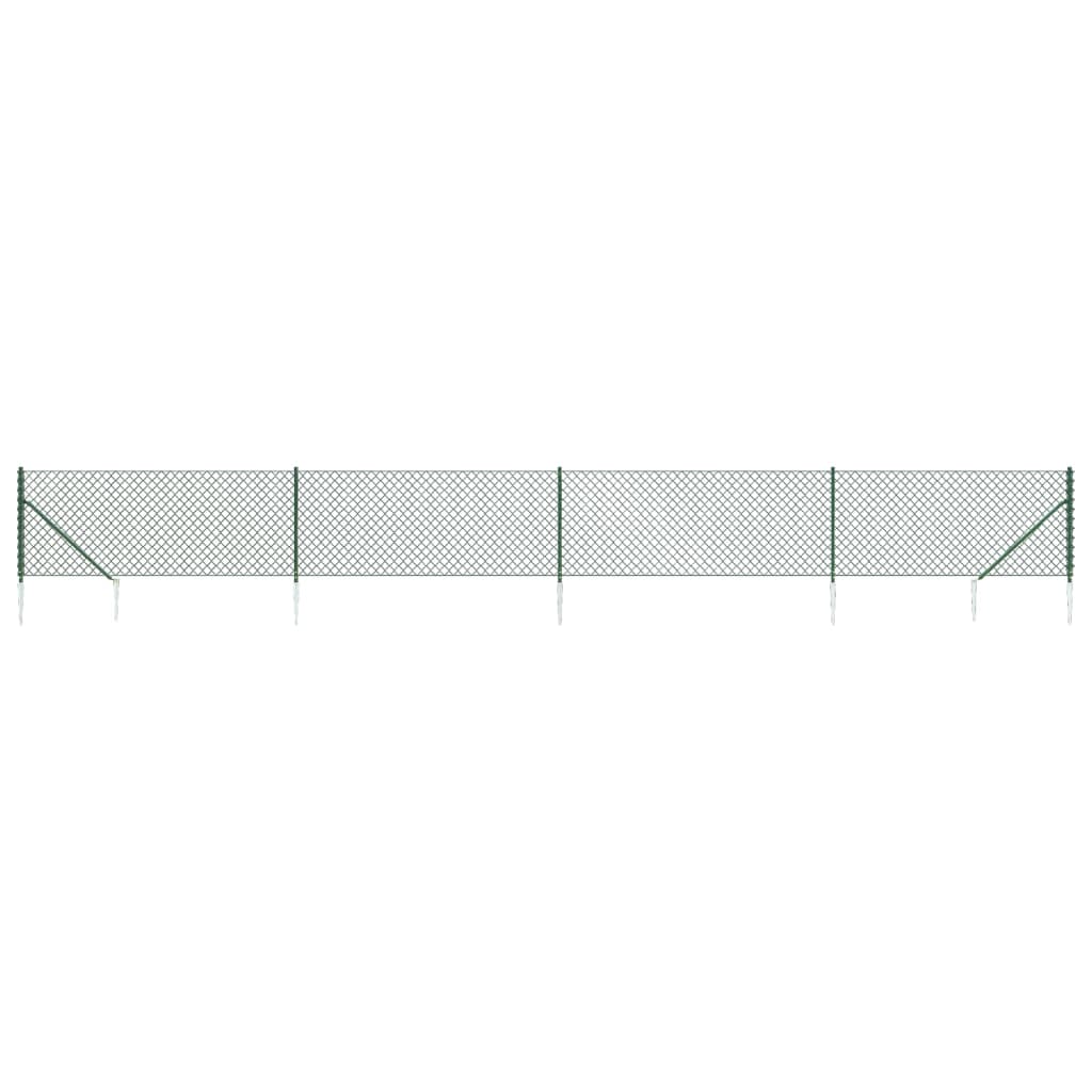 Chain Link Fence with Spike Anchors Green 0.8x10 m