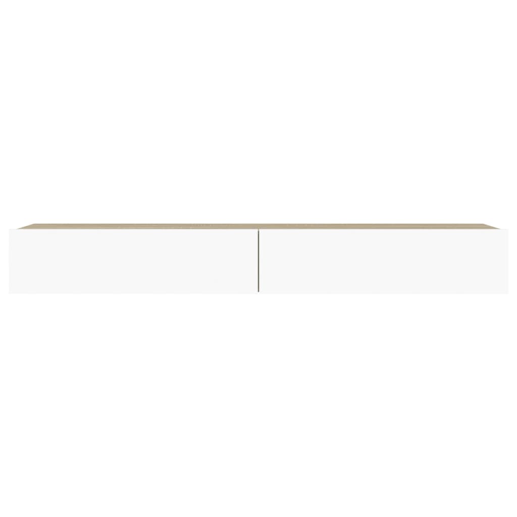 TV Cabinet with LED Lights White and Sonoma Oak 120x35x15.5 cm