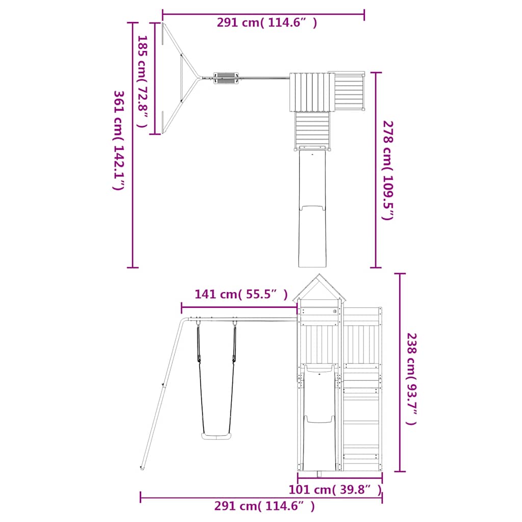 Outdoor Playset Solid Wood Pine