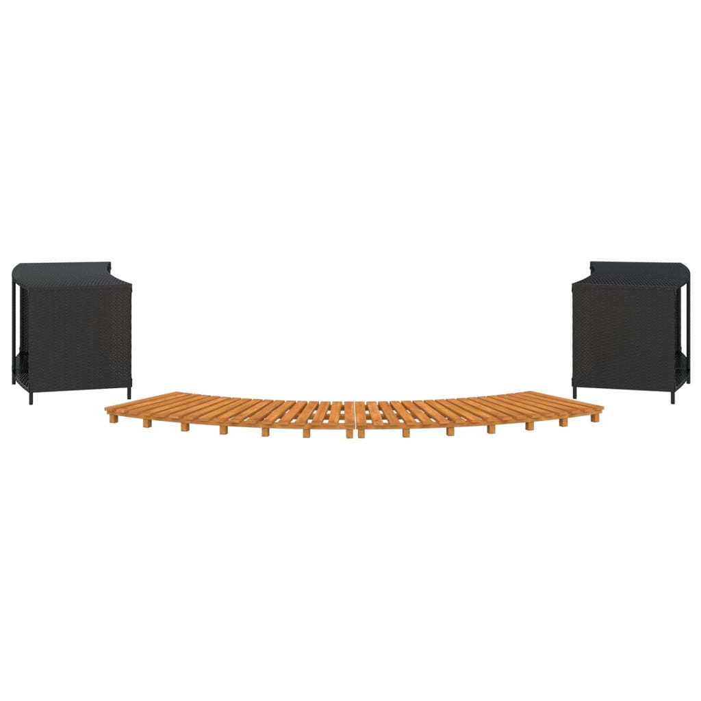 Hot Tub Surround Black Poly Rattan and Solid Wood Acacia