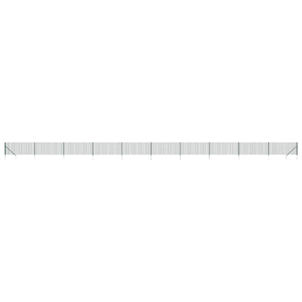 Wire Mesh Fence with Spike Anchors Green 0.8x25 m