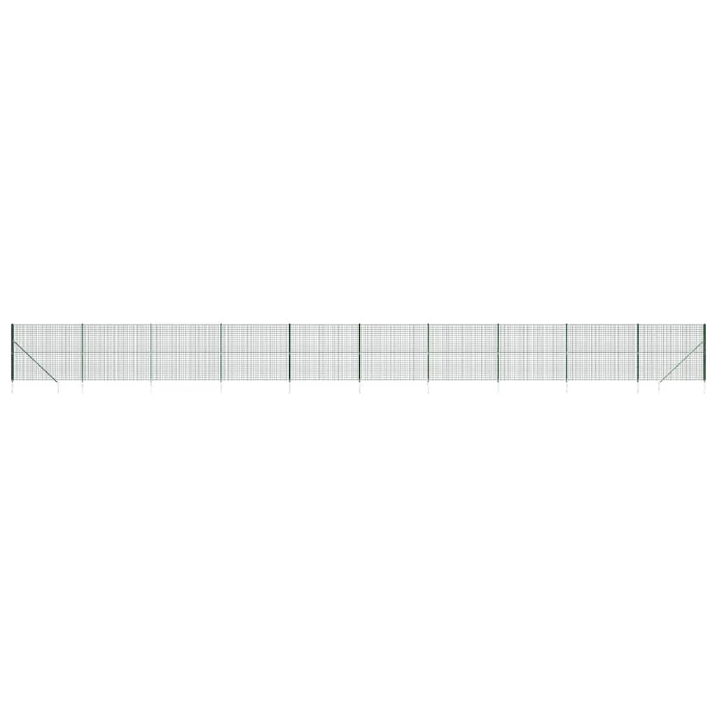 Wire Mesh Fence with Spike Anchors Green 1.4x25 m