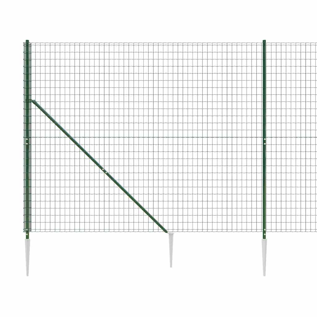 Wire Mesh Fence with Spike Anchors Green 1.6x25 m