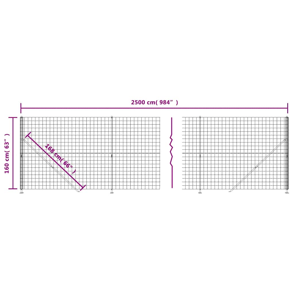 Wire Mesh Fence with Flange Anthracite 1.6x25 m