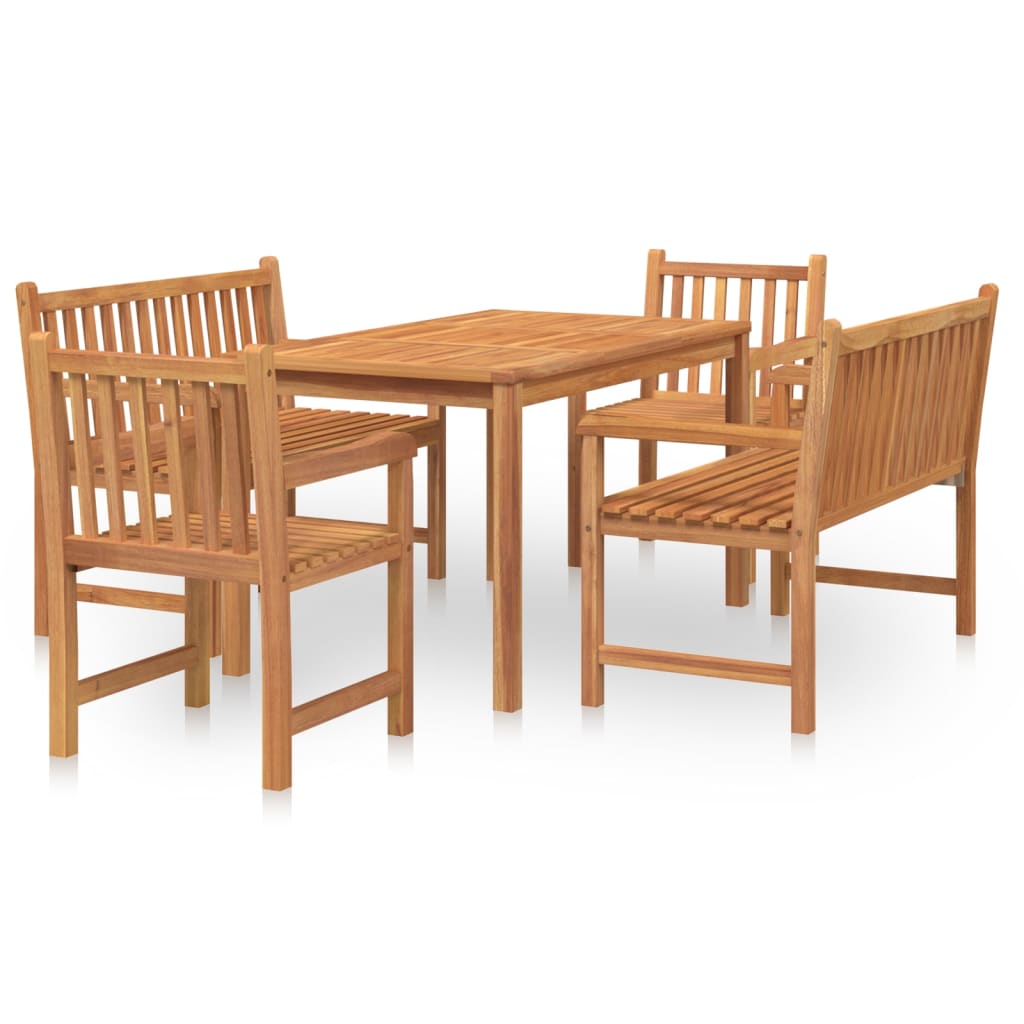5 Piece Garden Dining Set Solid Wood Teak