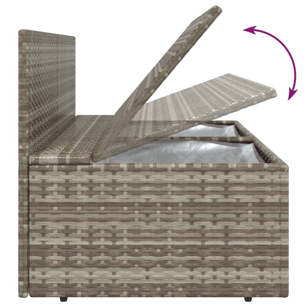 4 Piece Garden Lounge Set with Cushions Grey Poly Rattan