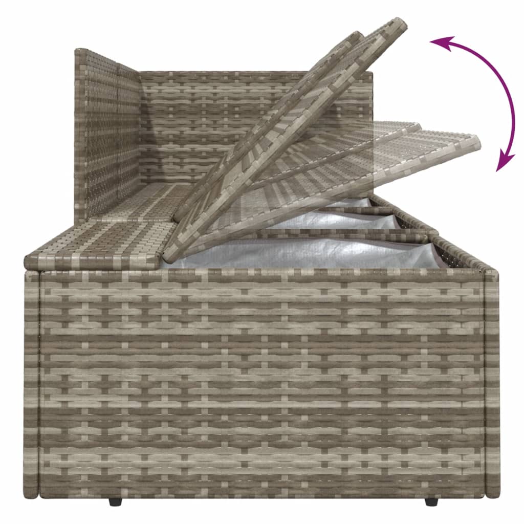 7 Piece Garden Lounge Set with Cushions Grey Poly Rattan