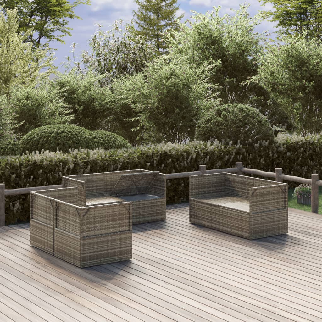 Garden Corner Sofas 6 pcs Grey 57x57x56 cm Poly Rattan