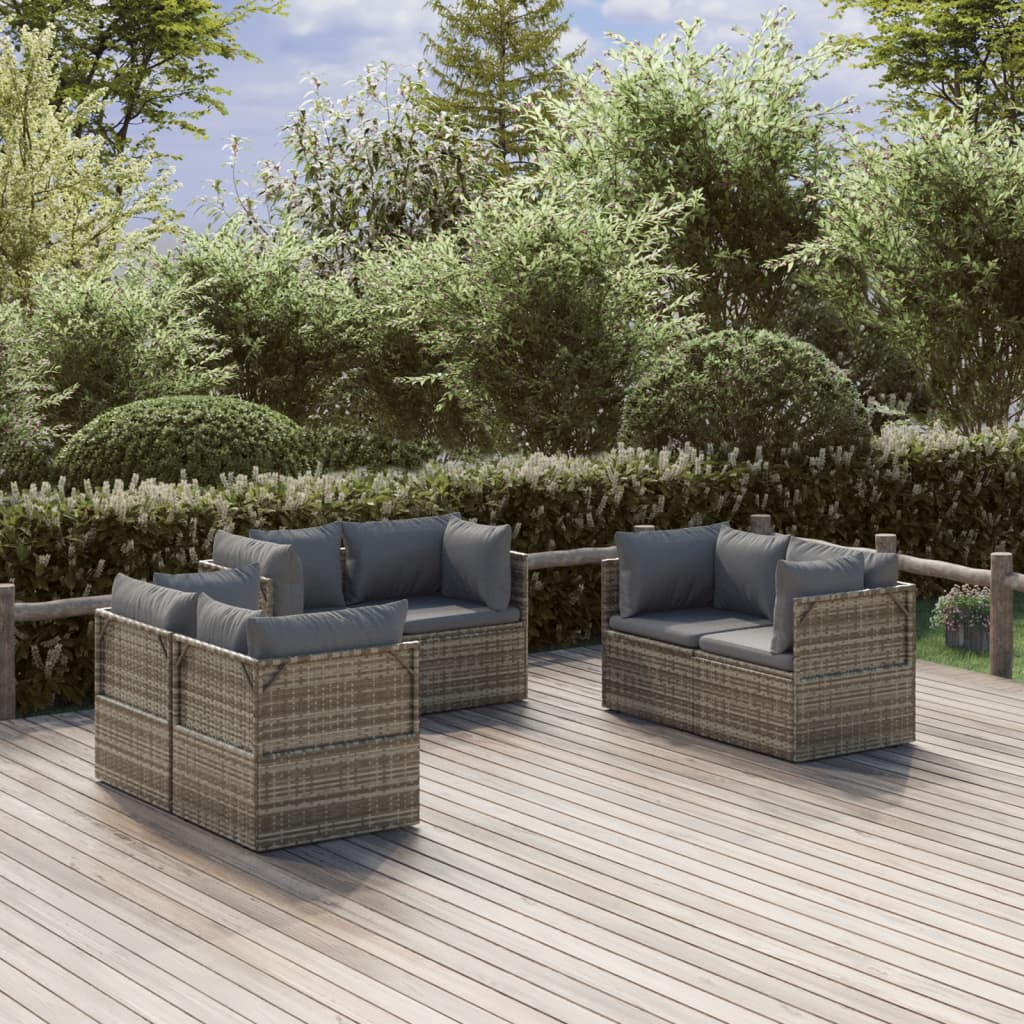 Garden Corner Sofas 6 pcs Grey 57x57x56 cm Poly Rattan