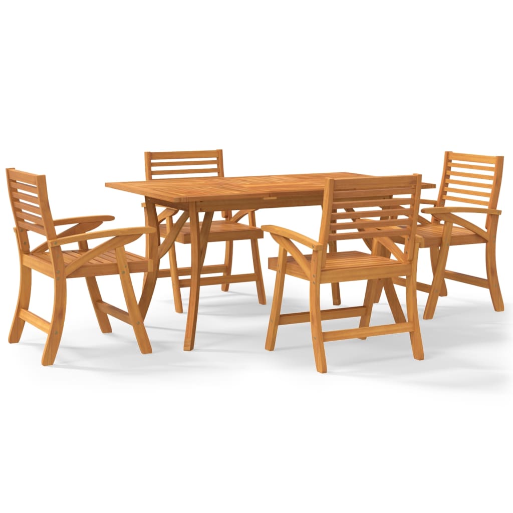 5 Piece Garden Dining Set Solid Wood Acacia