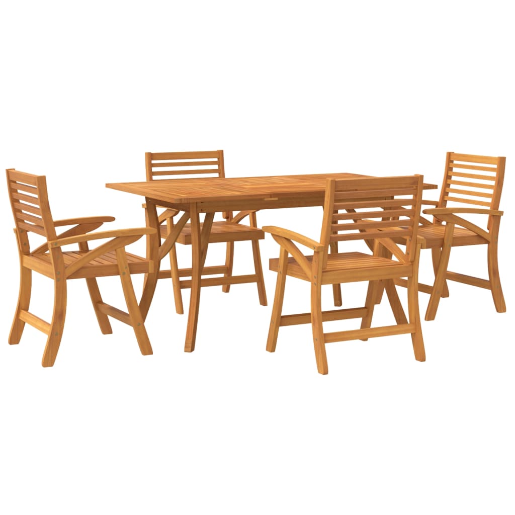 5 Piece Garden Dining Set Solid Wood Acacia
