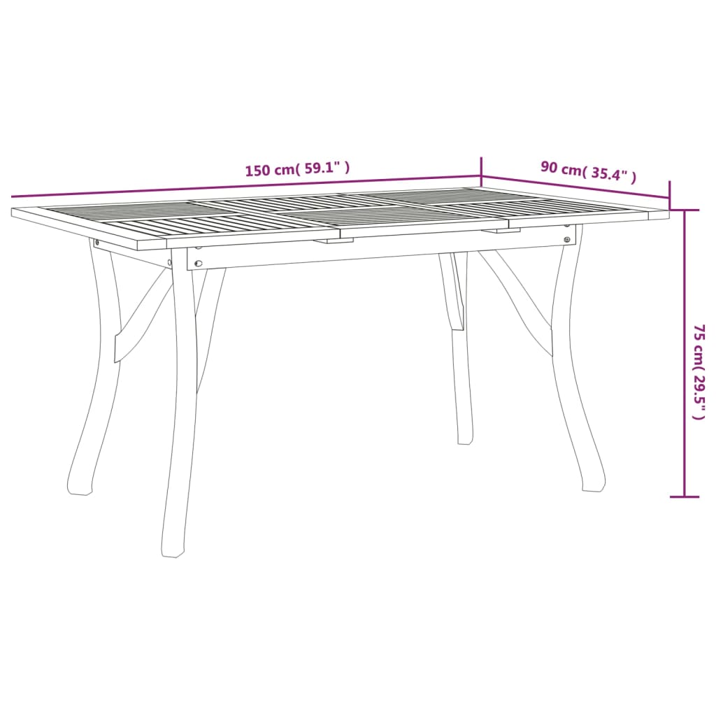 5 Piece Garden Dining Set Solid Wood Acacia