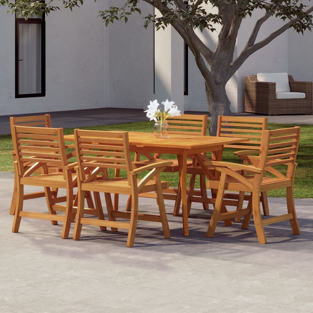 7 Piece Garden Dining Set Solid Wood Acacia