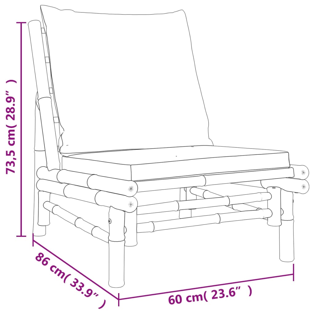 4 Piece Garden Lounge Set with Cream White Cushions Bamboo