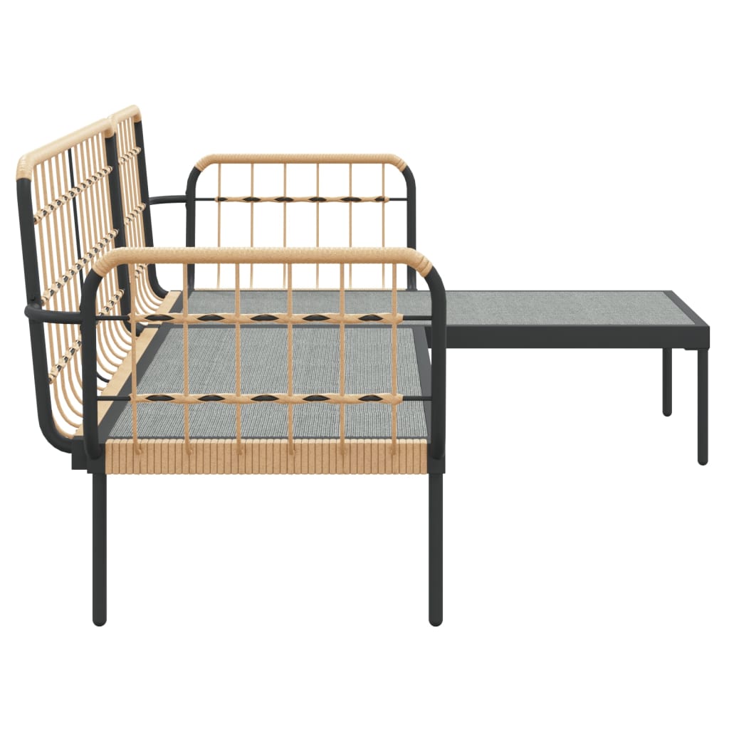 3 Piece Garden Lounge Set with Beige Cushions Poly Rattan