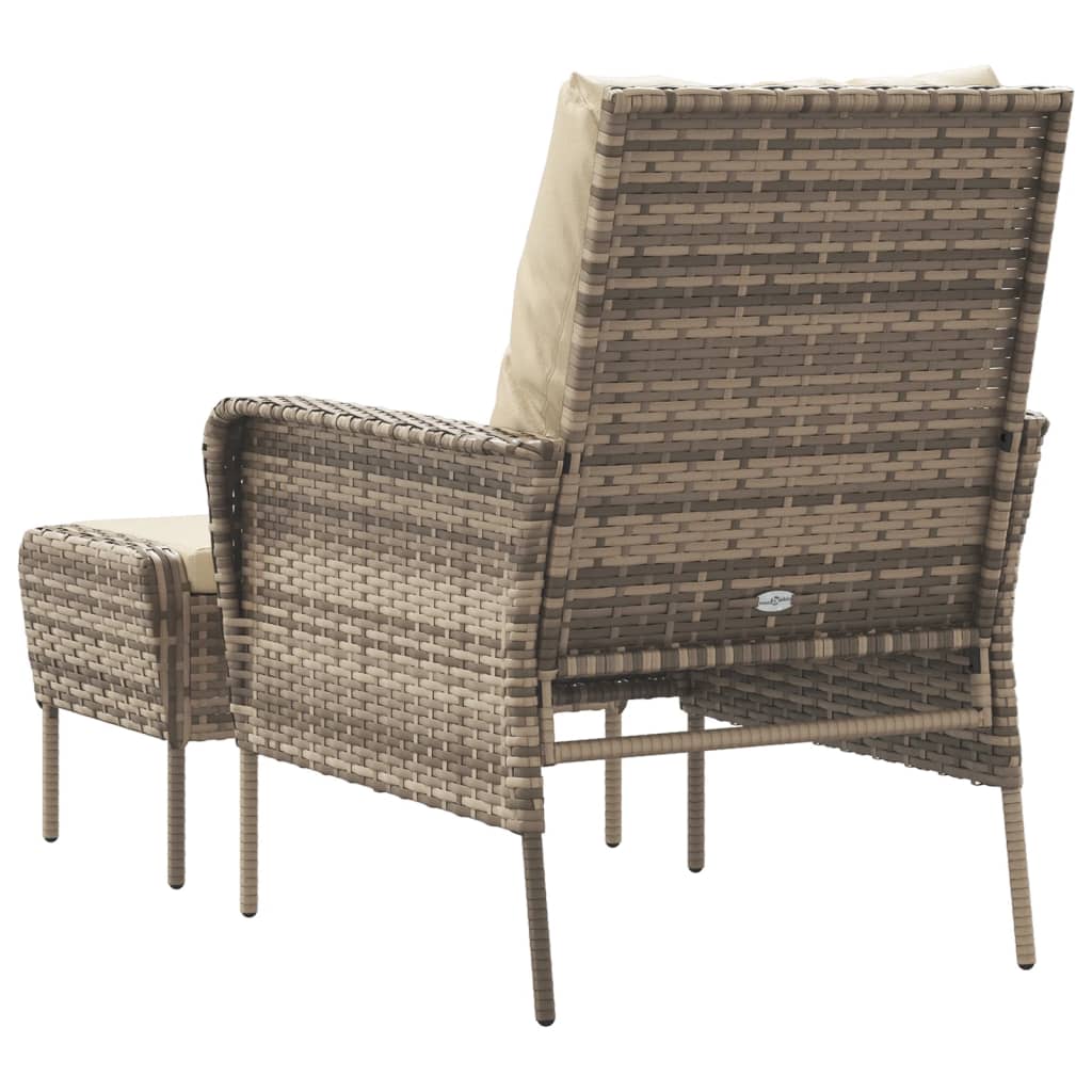 Garden Chair with Footstool Light Brown Poly Rattan