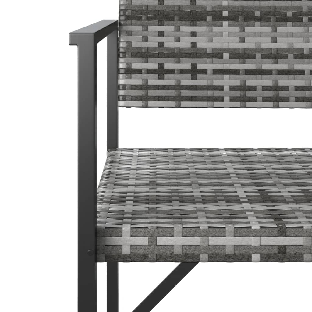 2-Seater Garden Bench Grey Poly Rattan