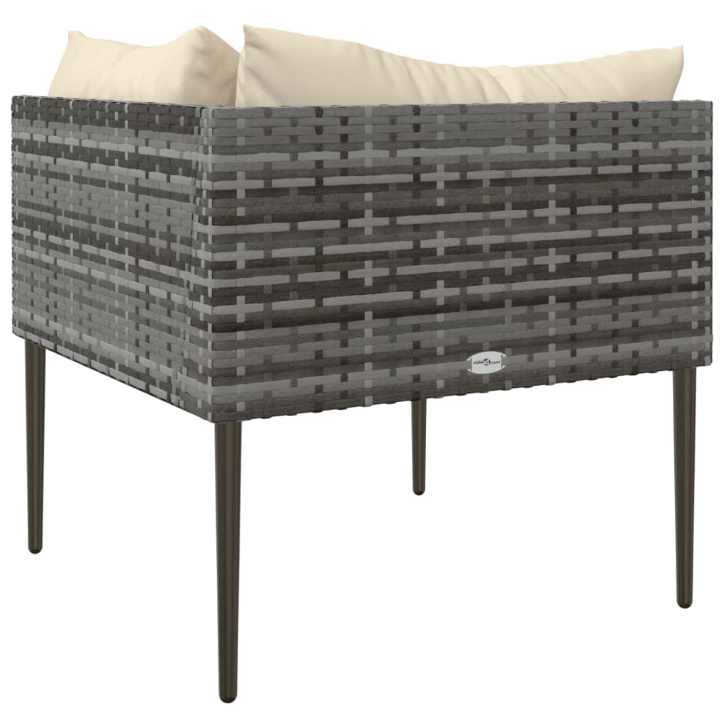 Garden Corner Sofa with Cushions Grey Poly Rattan