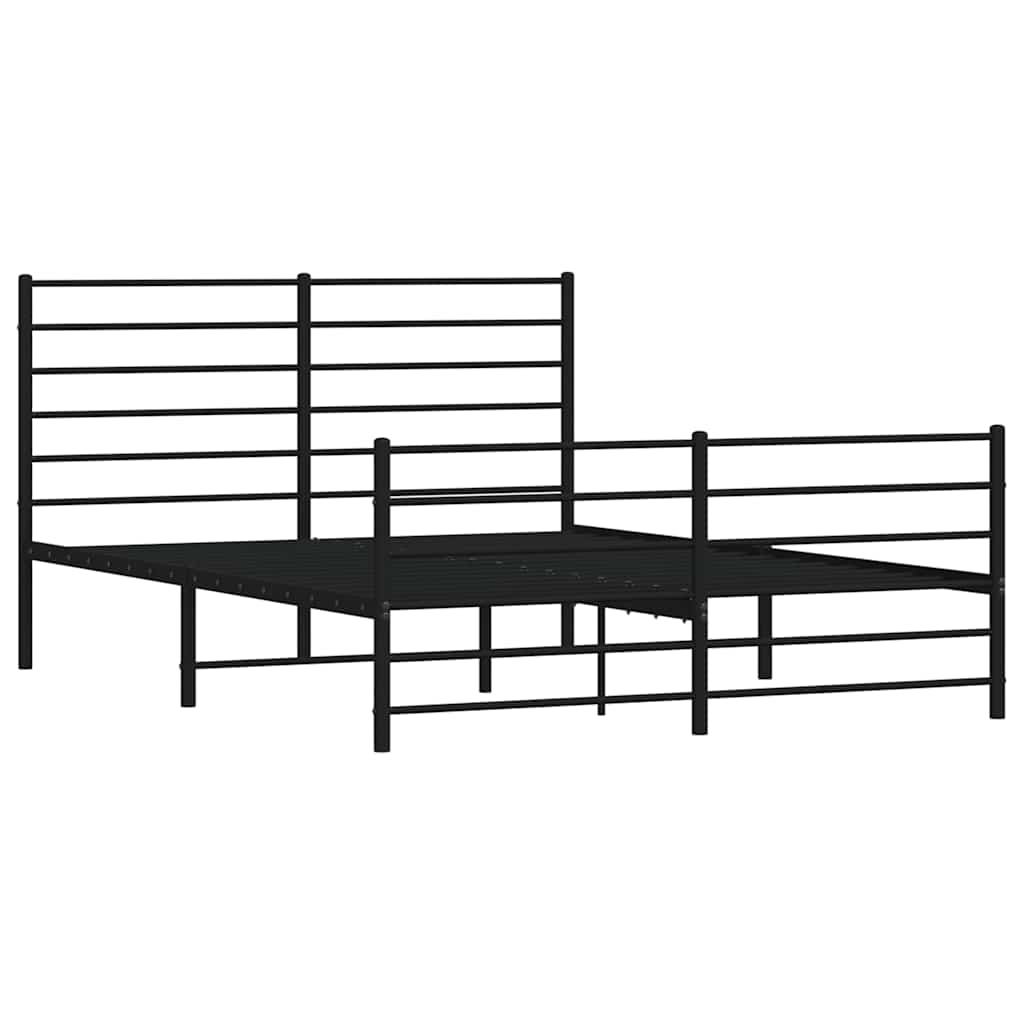 Metal Bed Frame without Mattress with Footboard Black 150x200 cm