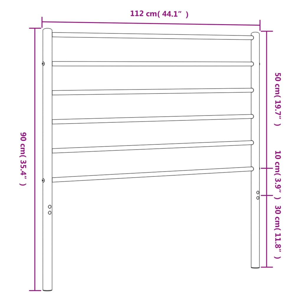 Metal Replace Headboard Black 107 cm