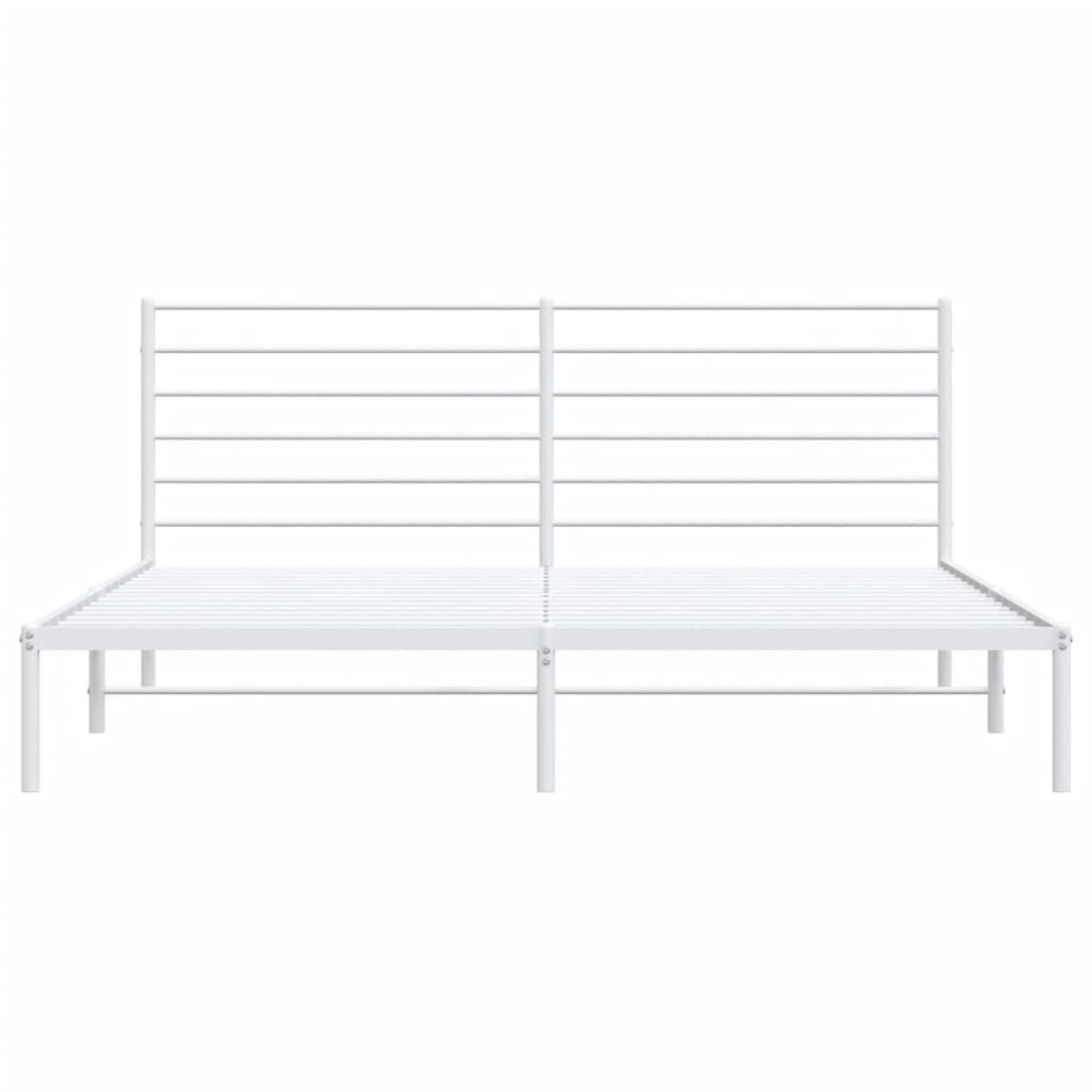 Metal Bed Frame without Mattress with Headboard White 183x203 cm King