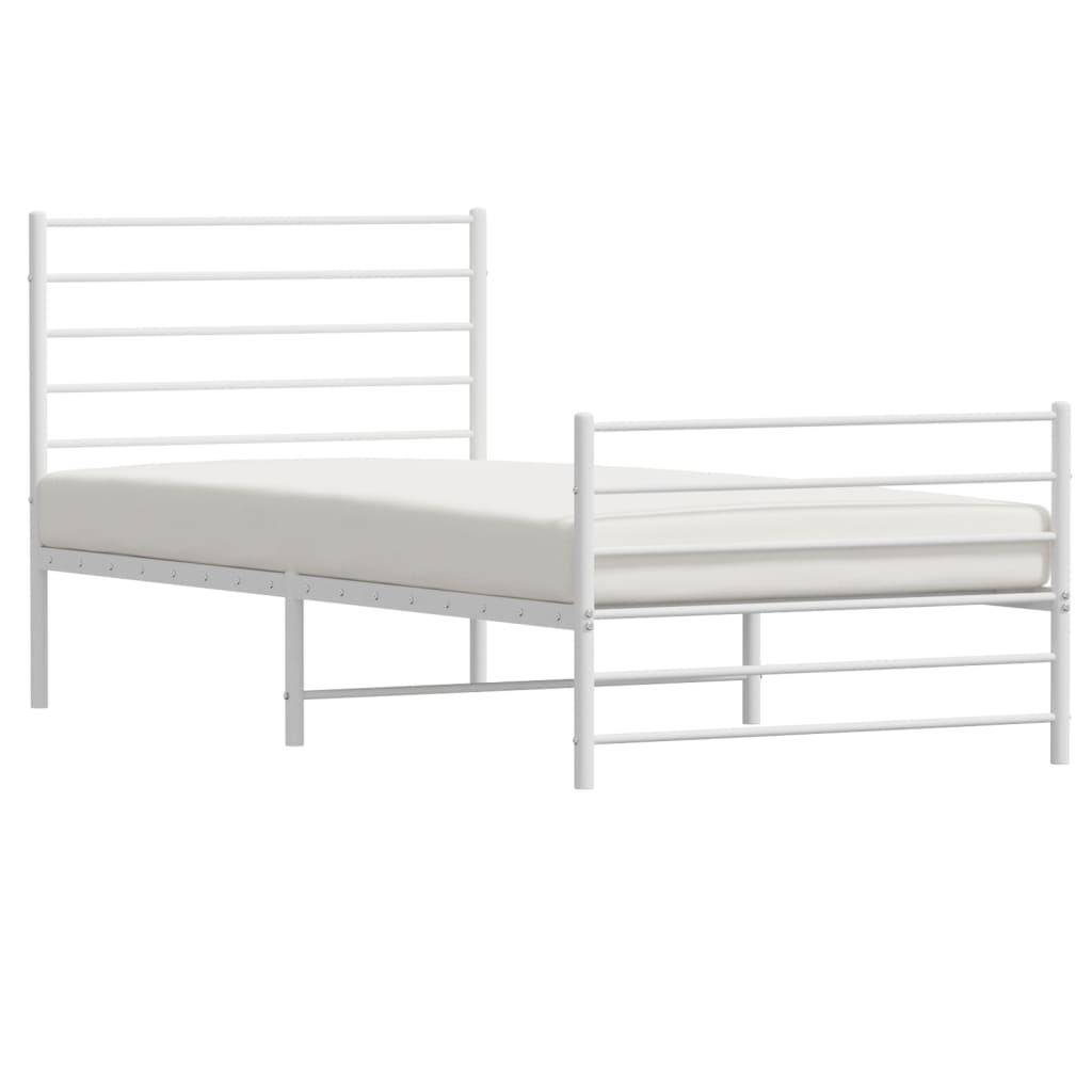 Metal Bed Frame without Mattress with Footboard White 90x190 cm