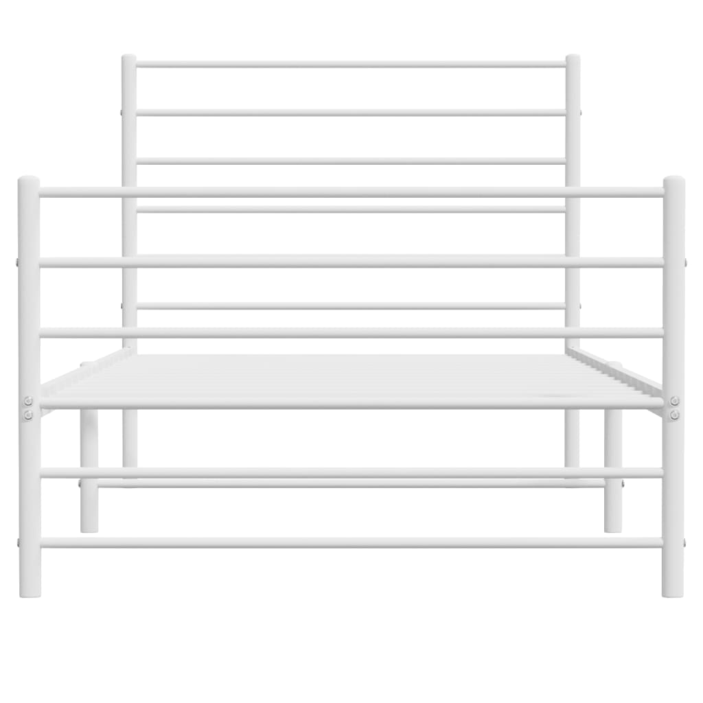 Metal Bed Frame without Mattress with Footboard White 90x190 cm