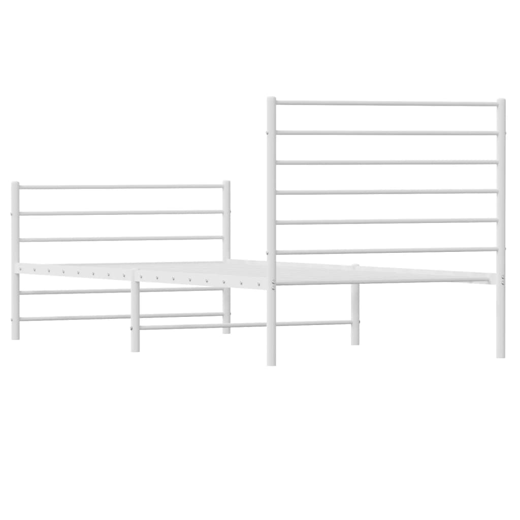 Metal Bed Frame without Mattress with Footboard White 90x190 cm