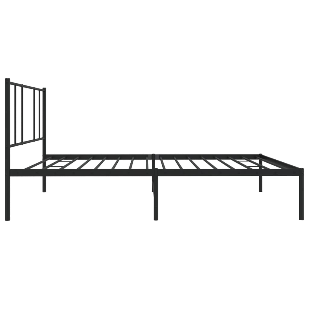 Metal Bed Frame without Mattress with Headboard Black 90x190 cm