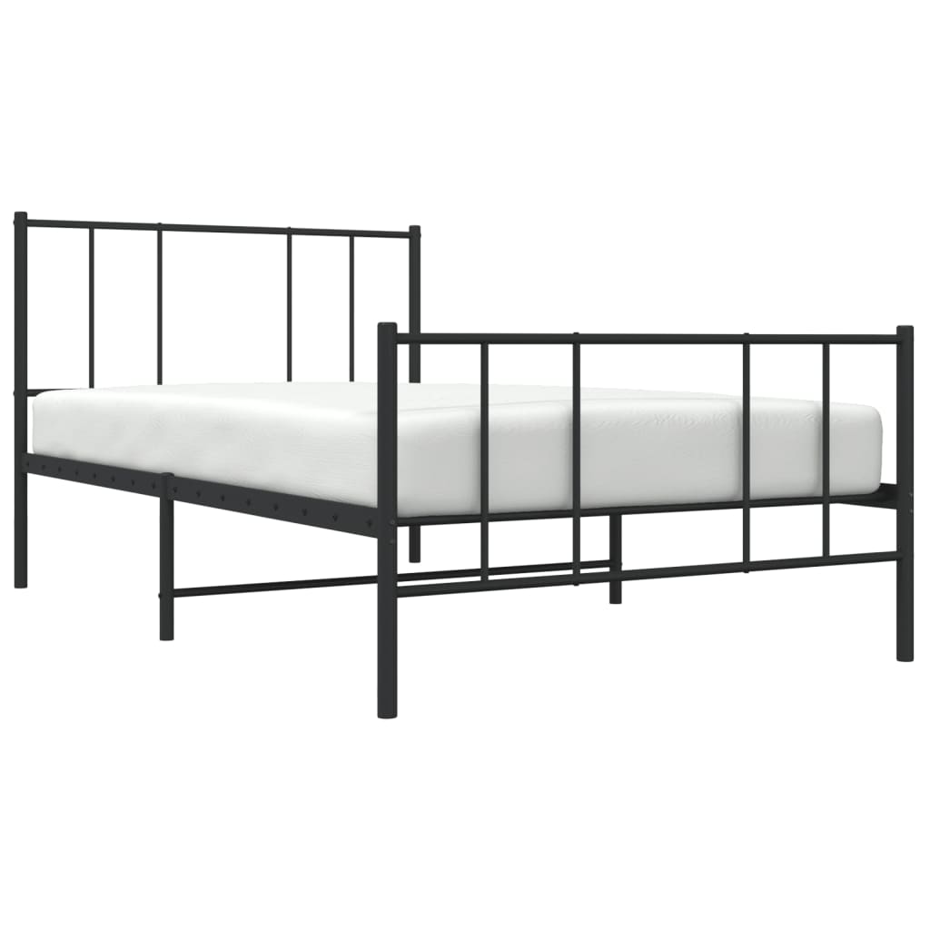 Metal Bed Frame without Mattress with Footboard Black 90x190 cm