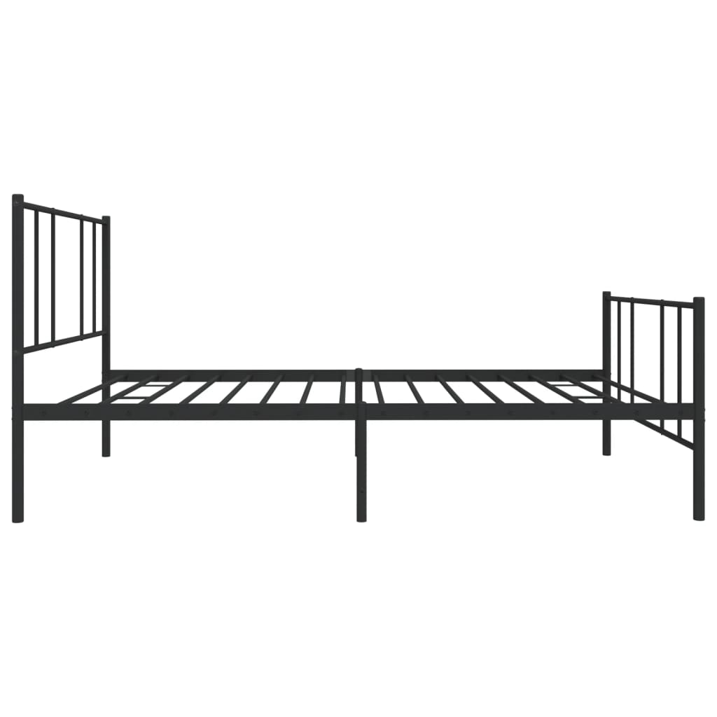 Metal Bed Frame without Mattress with Footboard Black 90x190 cm