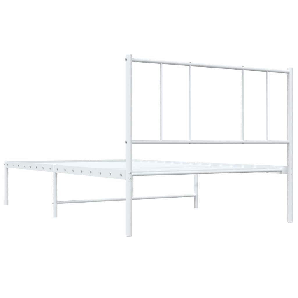 Metal Bed Frame without Mattress with Headboard White 90x190 cm