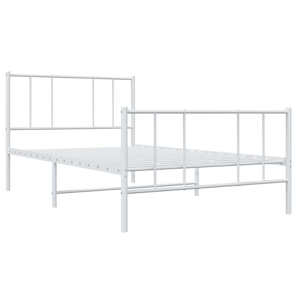 Metal Bed Frame without Mattress with Footboard White 90x190 cm