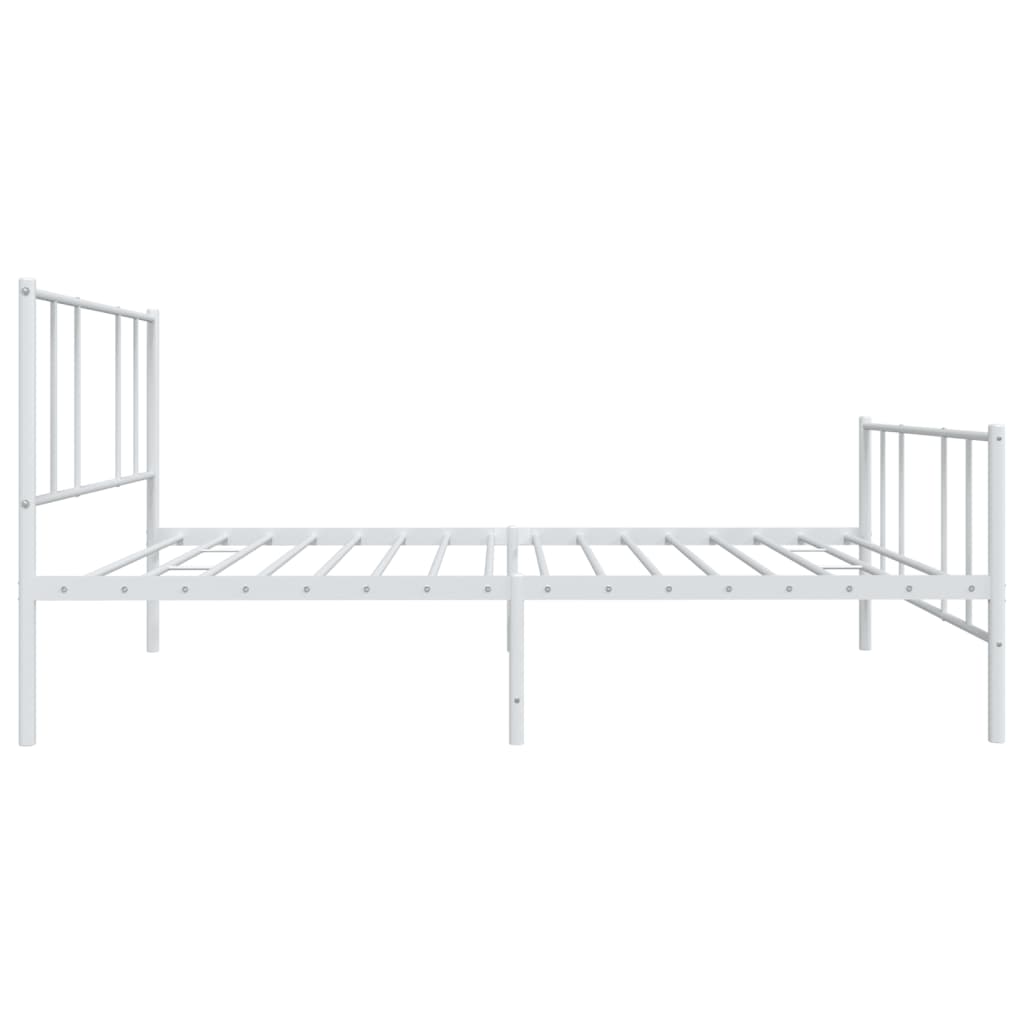 Metal Bed Frame without Mattress with Footboard White 90x190 cm
