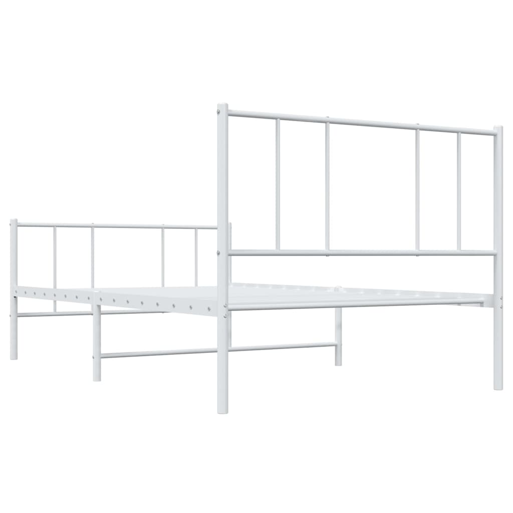 Metal Bed Frame without Mattress with Footboard White 90x190 cm