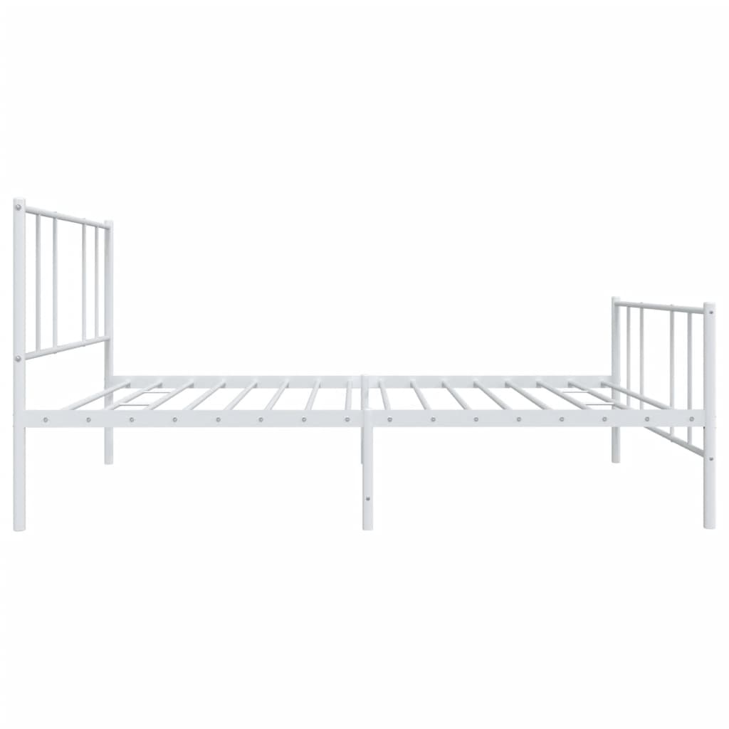 Metal Bed Frame without Mattress with Footboard White 107x203 cm King Single