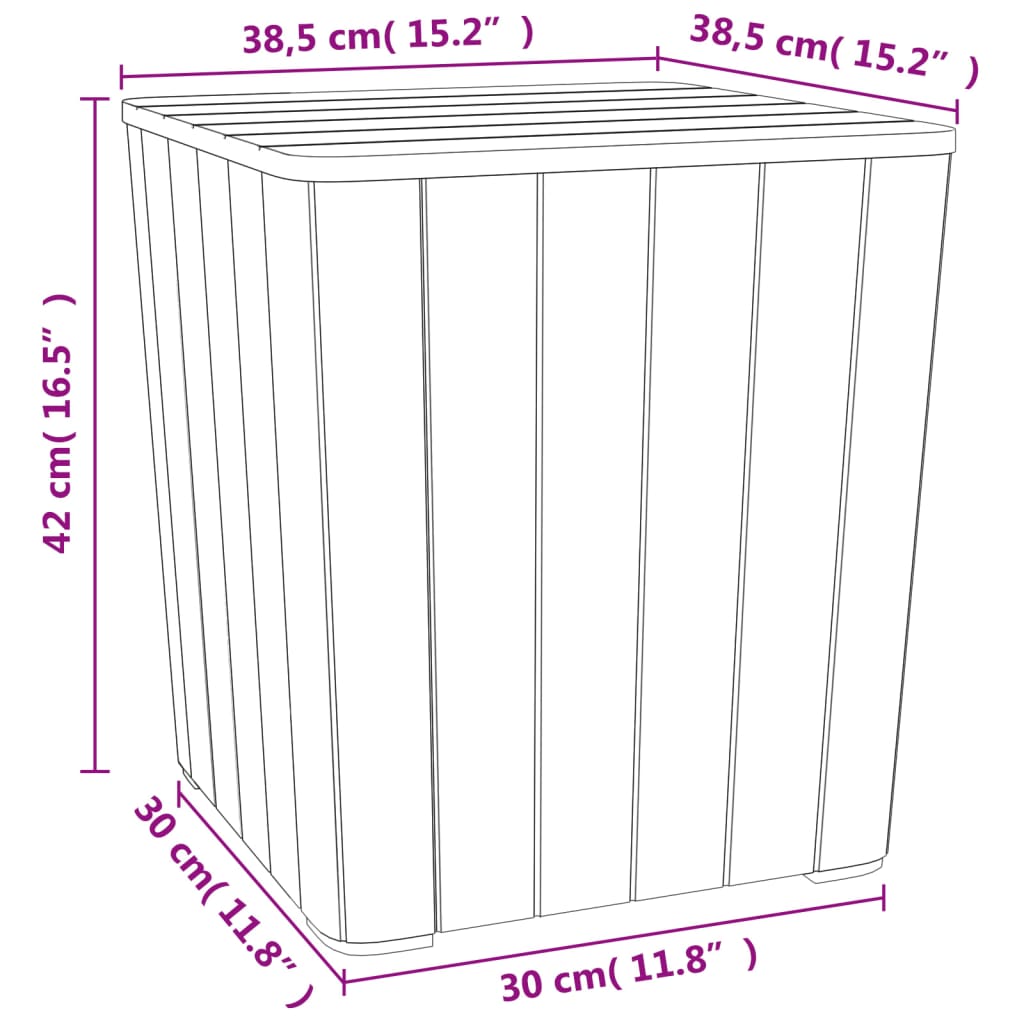 Garden Table with Removable Lid Black Polypropylene