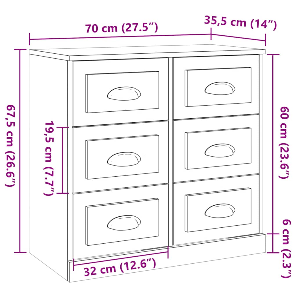 Sideboard Concrete Grey 70x35.5x67.5 cm Engineered Wood